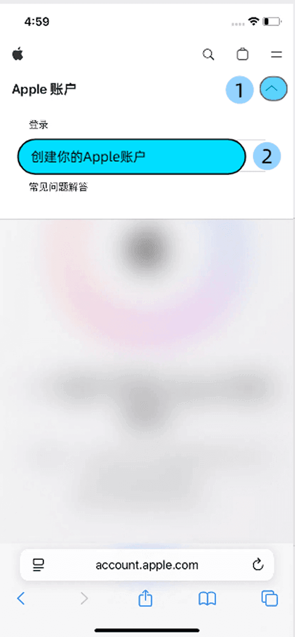 2. Click the dropdown menu in the upper right corner > Select Create Your Apple ID